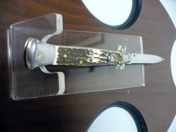 Coltello a scatto - pugnale -Frank Beltrame - italian stiletto 28 cm - corno di cervo / deer horn, lama dagger -  FB 28/63D - 11