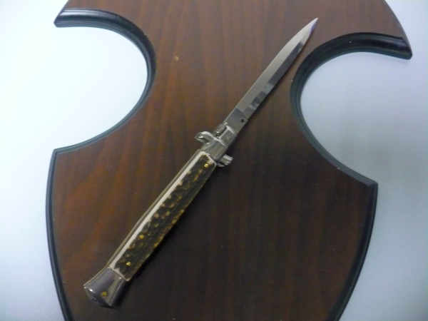 Coltello a scatto - pugnale -Frank Beltrame - italian stiletto 28 cm - corno di cervo / deer horn, lama dagger -  FB 28/63D - 11