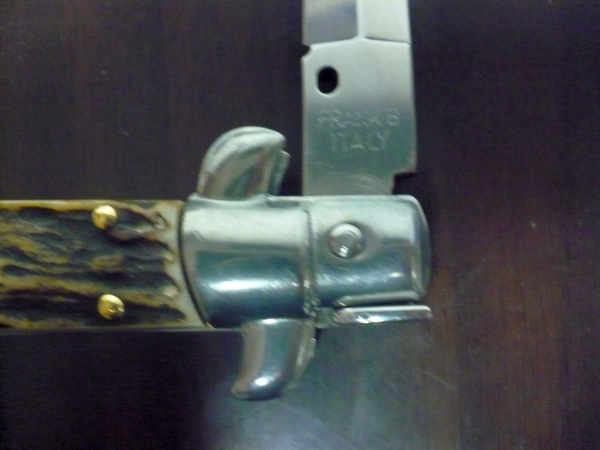 Coltello a scatto - pugnale -Frank Beltrame - italian stiletto 28 cm - corno di cervo / deer horn, lama dagger -  FB 28/63D - 11