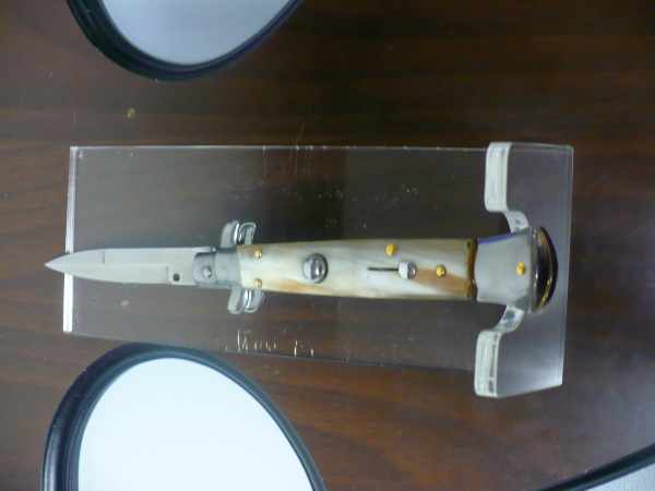 Italian stiletto - pugnale Frank Beltrame - 23 cm - corno di bufalo chiaro , lama baionetta  -  FB 23/48B - 12