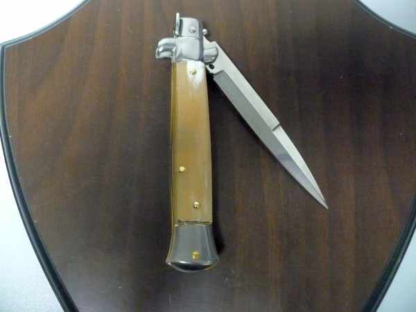 Italian stiletto - pugnale Frank Beltrame - 23 cm - corno di bufalo chiaro , lama baionetta  -  FB 23/48B - 12