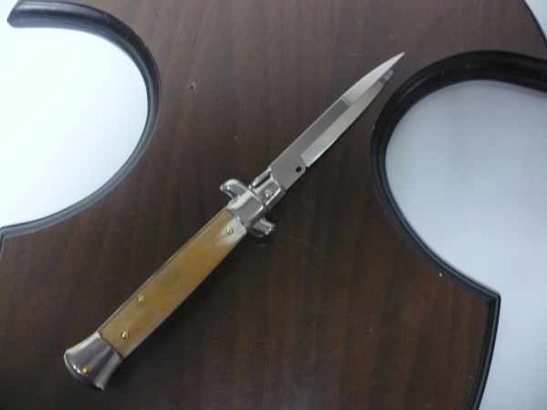 Italian stiletto - pugnale Frank Beltrame - 23 cm - corno di bufalo chiaro , lama baionetta  -  FB 23/48B - 12