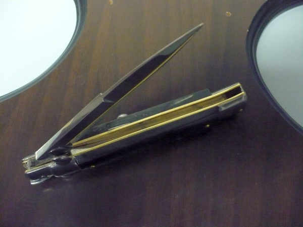 Frank Beltrame , italian stiletto , pugnale -23 cm , corno di bufalo scuro,baionetta , modello FB 23/58B - 12