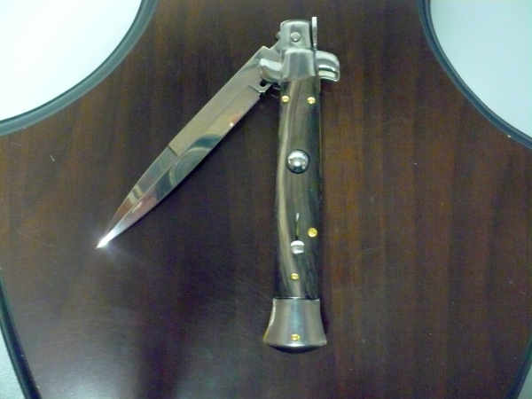 Frank Beltrame , italian stiletto , pugnale -23 cm , corno di bufalo scuro,baionetta , modello FB 23/58B - 12