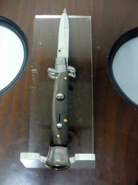 Frank Beltrame , italian stiletto , pugnale -23 cm , corno di bufalo scuro,baionetta , modello FB 23/58B - 12
