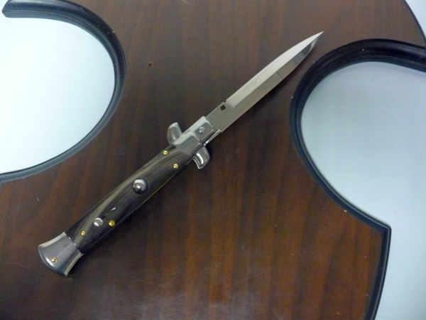 Frank Beltrame , italian stiletto , pugnale -23 cm , corno di bufalo scuro,baionetta , modello FB 23/58B - 12