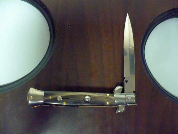 Frank Beltrame , italian stiletto , pugnale -23 cm , corno di bufalo scuro,baionetta , modello FB 23/58B - 12