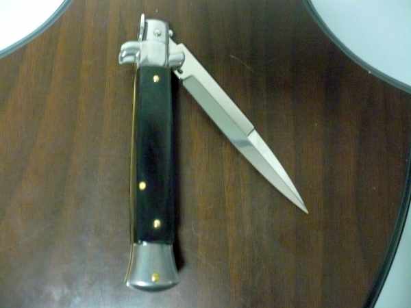 Frank Beltrame , italian stiletto , pugnale - 23 cm , corno di bufalo scuro,lama baionetta , modello FB 23/58B -14