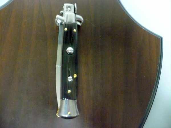 Frank Beltrame , italian stiletto , pugnale - 23 cm , corno di bufalo scuro,lama baionetta , modello FB 23/58B -14