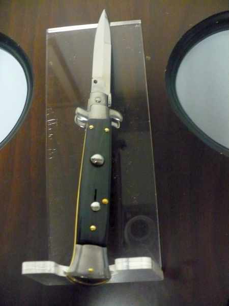 Frank Beltrame , italian stiletto , pugnale - 23 cm , corno di bufalo scuro,lama baionetta , modello FB 23/58B -14