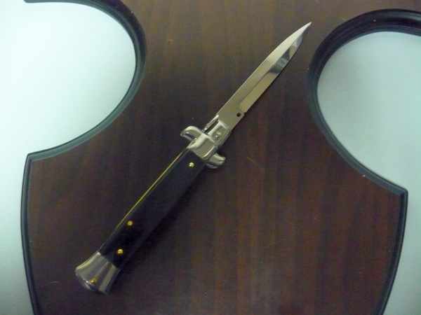 Frank Beltrame , italian stiletto , pugnale - 23 cm , corno di bufalo scuro,lama baionetta , modello FB 23/58B -14