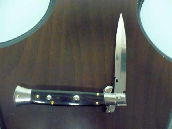 Frank Beltrame , italian stiletto , pugnale - 23 cm , corno di bufalo scuro,lama baionetta , modello FB 23/58B -14