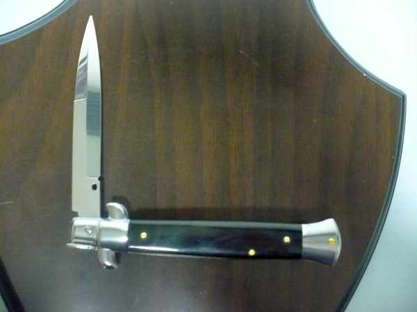 Frank Beltrame , italian stiletto , pugnale - 23 cm , corno di bufalo scuro,lama baionetta , modello FB 23/58B -14