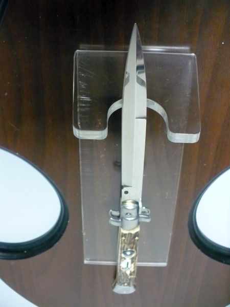 Coltello a scatto - pugnale -Frank Beltrame - italian stiletto 28 cm - corno di cervo / deer horn, lama baionetta -  FB 28/63B - 13