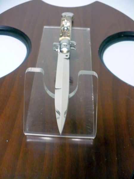 Coltello a scatto - pugnale -Frank Beltrame - italian stiletto 28 cm - corno di cervo / deer horn, lama baionetta -  FB 28/63B - 13