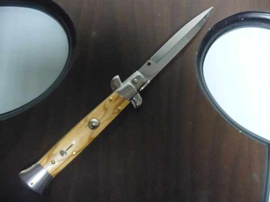 Frank Beltrame-23cm- coltello a scatto - pugnale -legno di olive / olive wood- modello FB 23/94B - 13
