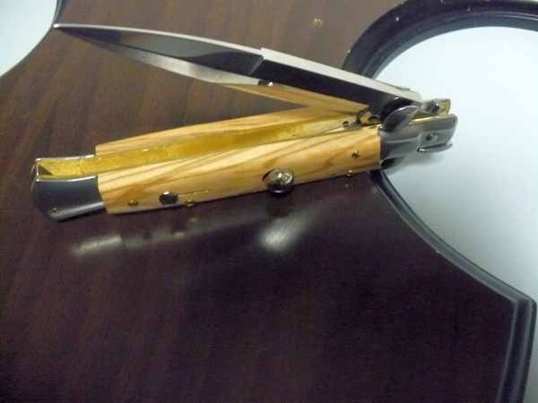 Frank Beltrame-23cm- coltello a scatto - pugnale -legno di olive / olive wood- modello FB 23/94B - 13