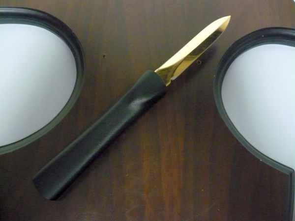 Italian stiletto FRONTALE  coltellerie AKC Campolin - 20 cm - modello teflonato d'oro, lama dagger