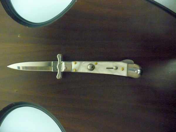 Swinguard Medici- italian stiletto, coltello a scatto, 18,50 cm - AKC World , lama dagger , imitazione madreperla / imitation mother of pearl - 1