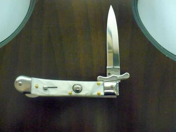 Swinguard Medici- italian stiletto, coltello a scatto, 18,50 cm - AKC World , lama dagger , imitazione madreperla / imitation mother of pearl - 1
