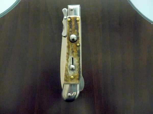 Swinguard Medici- italian stiletto, coltello a scatto, 18,50 cm - AKC World , lama dagger , corno di cervo / deer horn