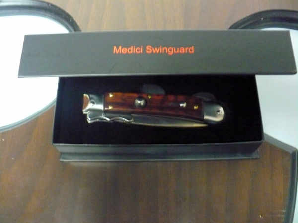 Swinguard Medici- italian stiletto, coltello a scatto, 18,50 cm - AKC World , lama dagger , legno di serpente / snake wood - 3