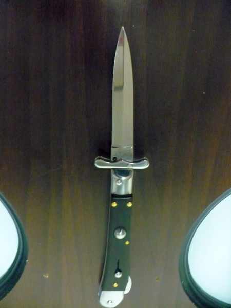Swinguard Medici- italian stiletto, coltello a scatto, 18,50 cm - AKC World , lama dagger , legno di ebano / ebony wood - 3