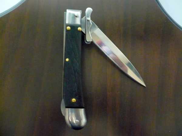 Swinguard Medici- italian stiletto, coltello a scatto, 18,50 cm - AKC World , lama dagger , legno di ebano / ebony wood - 3