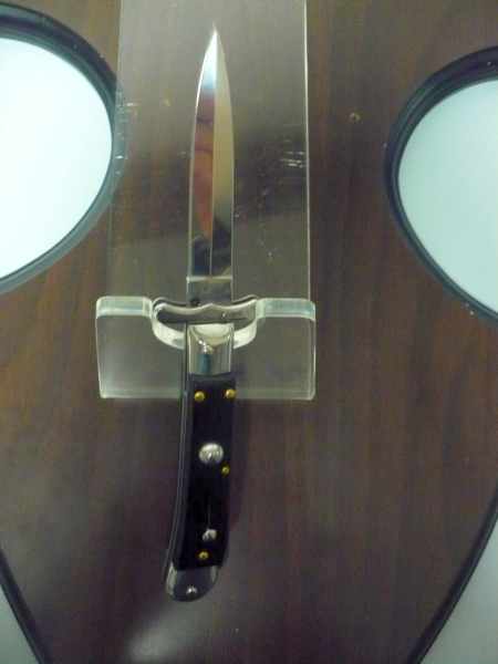 Swinguard Medici- italian stiletto, coltello a scatto, 18,50 cm - AKC World , lama dagger , legno di ebano / ebony wood - 3