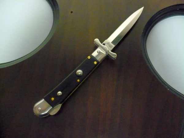 Swinguard Medici- italian stiletto, coltello a scatto, 18,50 cm - AKC World , lama dagger , legno di ebano / ebony wood - 3