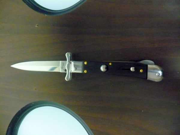 Swinguard Medici- italian stiletto, coltello a scatto, 18,50 cm - AKC World , lama dagger , legno di ebano / ebony wood - 3