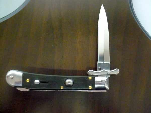 Swinguard Medici- italian stiletto, coltello a scatto, 18,50 cm - AKC World , lama dagger , legno di ebano / ebony wood - 3