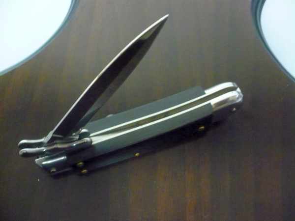 Swinguard Medici- italian stiletto, coltello a scatto, 18,50 cm - AKC World , lama dagger , legno di ebano / ebony wood - 3
