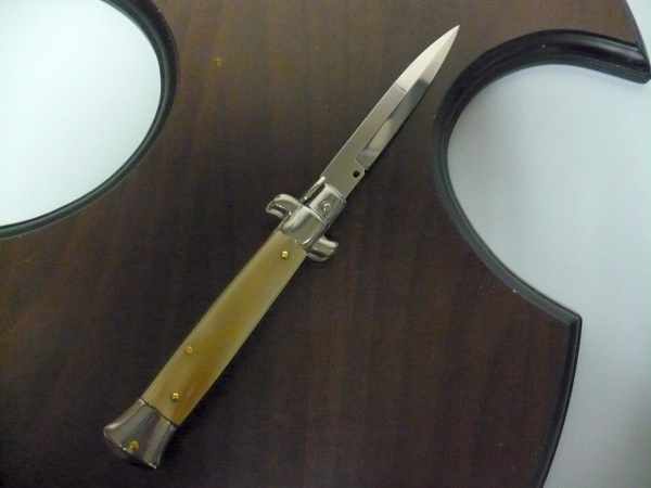 Frank Beltrame - italian stiletto , pugnale - 23 cm - corno di bufalo chiaro - lama baionetta - moddello FB 23/48B -18