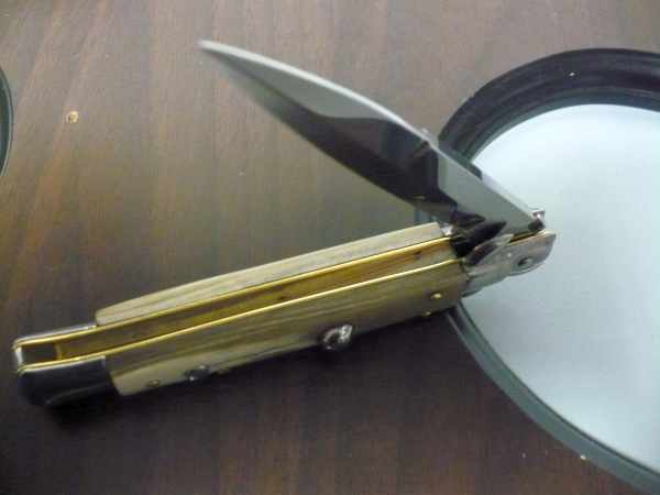 Frank Beltrame - italian stiletto , pugnale - 23 cm - corno di bufalo chiaro - lama baionetta - moddello FB 23/48B -18