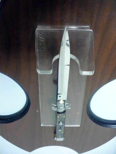 Frank Beltrame - italian stiletto, coltello a scatto, 28 cm -bufalo scuro, lama baionetta FB 28/58B- 19