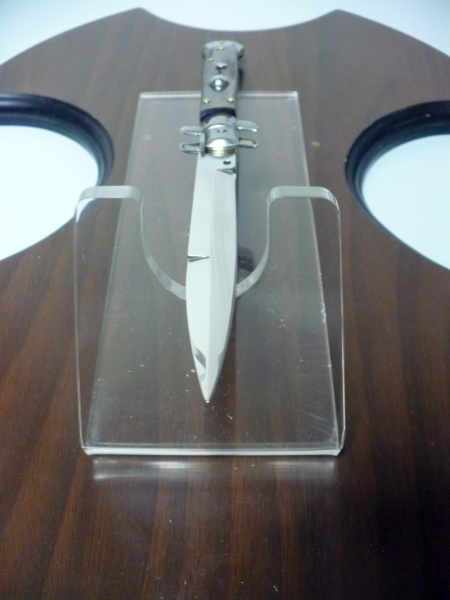 Frank Beltrame - italian stiletto, coltello a scatto, 28 cm -bufalo scuro, lama baionetta FB 28/58B- 19