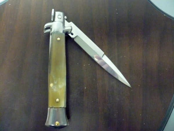 Frank Beltrame -  italian stiletto 20cm, bufalo chiaro -lama baionetta - 20FB/48B - 2