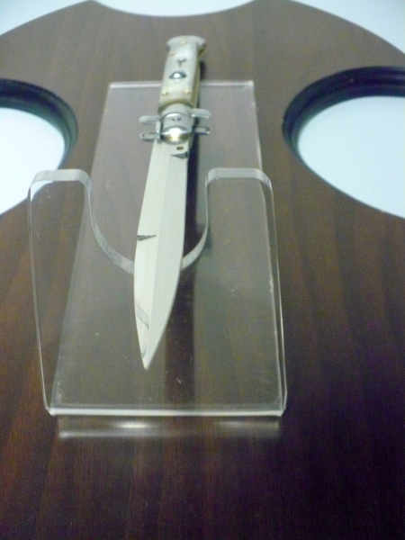 Frank Beltrame - italian stiletto, coltello a scatto, 28 cm -bufalo chiaro, lama baionetta FB 28/48B- 2