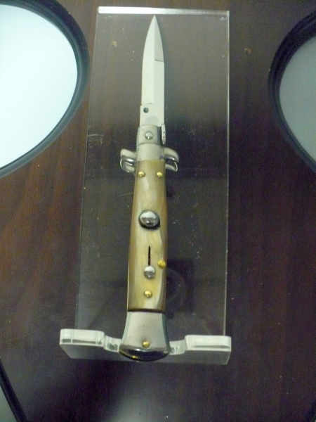 Frank Beltrame -  italian stiletto 20cm, bufalo chiaro -lama baionetta - 20FB/48B - 2