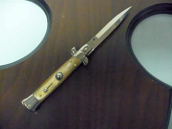 Frank Beltrame -  italian stiletto 20cm, bufalo chiaro -lama baionetta - 20FB/48B - 2