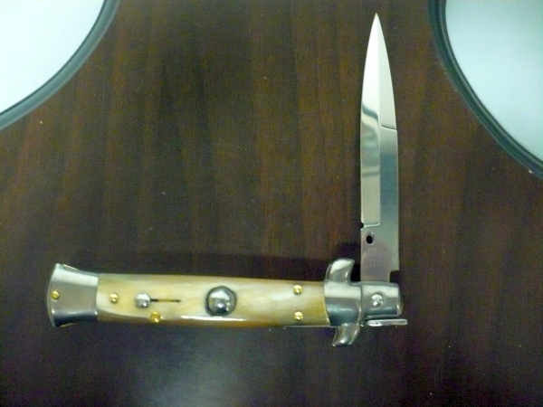 Frank Beltrame -  italian stiletto 20cm, bufalo chiaro -lama baionetta - 20FB/48B - 2