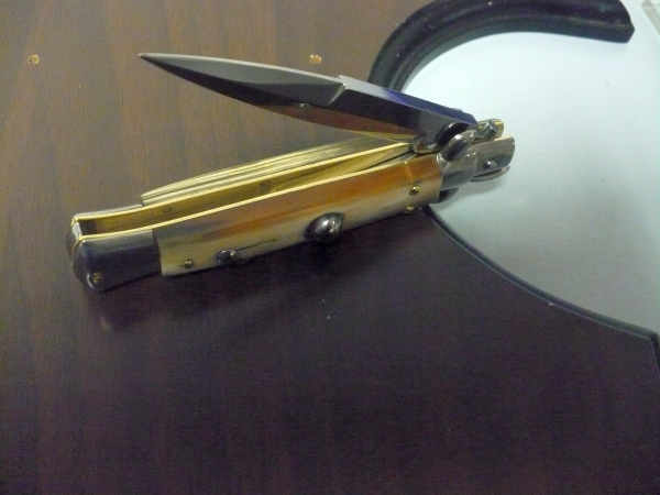 Frank Beltrame -  italian stiletto 20cm, bufalo chiaro -lama baionetta - 20FB/48B - 2