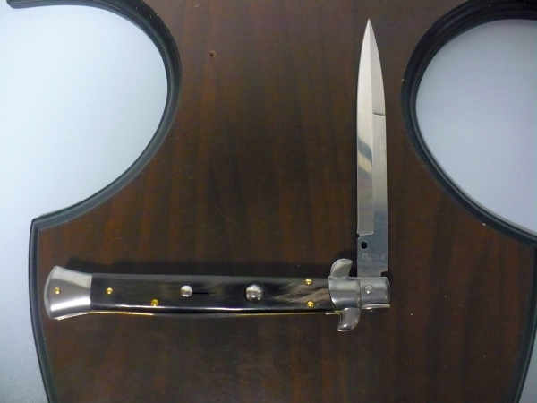 Frank Beltrame , italian stiletto , pugnale - 28 cm , corno di bufalo scuro,baionetta , modello FB 28/58B - 2