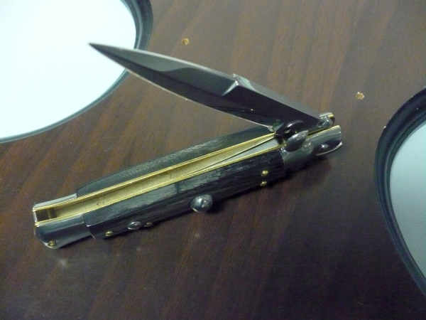 Frank Beltrame -  italian stiletto 20cm, bufalo scuro -lama baionetta - 20FB/58B - 2