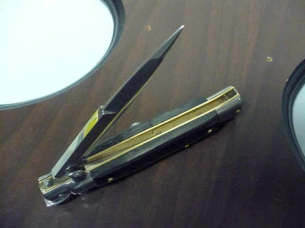 Frank Beltrame -  italian stiletto 20cm, bufalo scuro -lama baionetta - 20FB/58B - 2