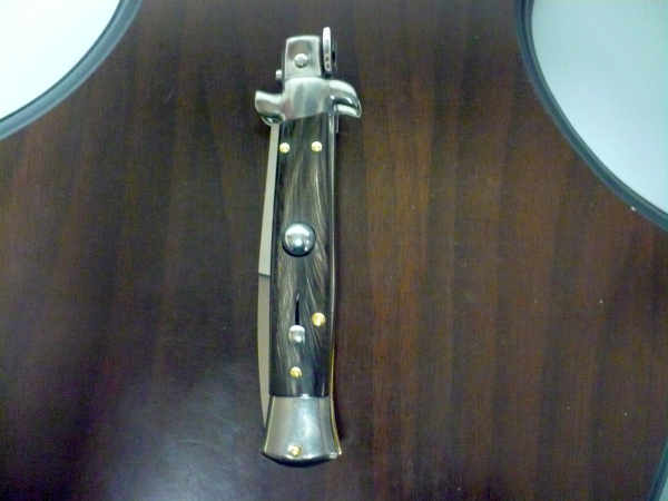 Frank Beltrame -  italian stiletto 20cm, bufalo scuro -lama baionetta - 20FB/58B - 2