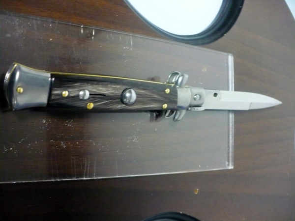 Frank Beltrame -  italian stiletto 20cm, bufalo scuro -lama baionetta - 20FB/58B - 2