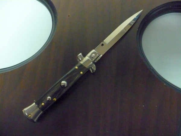 Frank Beltrame -  italian stiletto 20cm, bufalo scuro -lama baionetta - 20FB/58B - 2