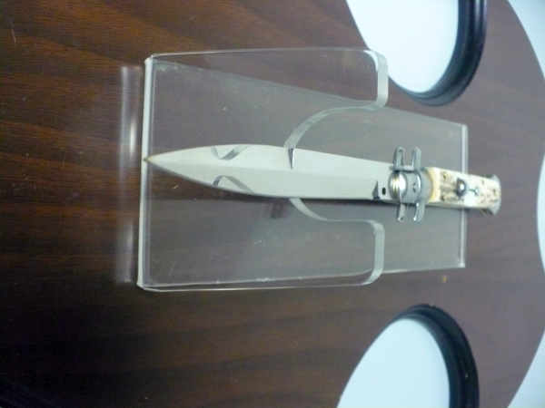 Coltello a scatto - pugnale -Frank Beltrame - italian stiletto 28 cm - corno di cervo / deer horn, lama baionetta -  FB 28/63B - 2